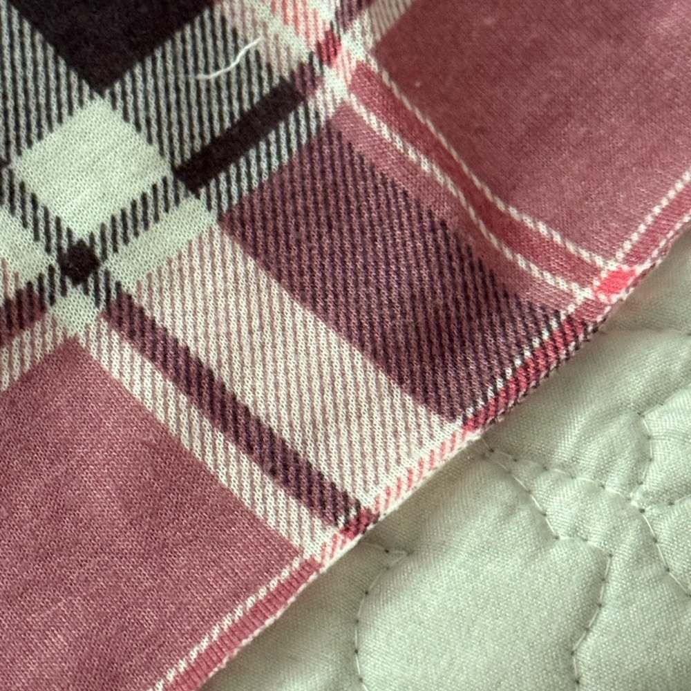Upcycled Tunic Top Pink Plaid Knit Bottom Boho Mixed Media XL - Picture 7 of 12